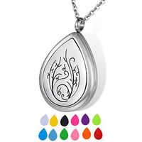 HOUSWEETY Aromatherapy Essential Oil Diffuser Necklace-Stainless Steel Teardrop Locket Pendant,11 Refill Pads (Non-Engraving)