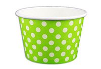Black Cat Avenue Paper Ice Cream Cups, Polka Dot, Green, 8 Ounce, 50 Count