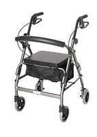 Essential Medical Supply Featherlight 4 Wheel Walker/Rollator with Loop Hand Brakes, Silver