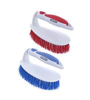 Superio Scrub Brush Flexible Stiff Bristles with Comfort Rubber Grip, Heavy Duty Scrubber for Kitchen, Bathroom, Shower, Sink, Carpet and Floor (Red + Blue)