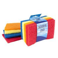 Scouring Pad Flat 8 pcs 4 x 6 inches Assorted Color per Pack Cleaning Sleve, Case of 48