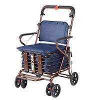 Handiy Four-Wheeled Shopping Cart for The Elderly, A Walker with Wheeled Seats, Seat Folding Roller Cart -by TIANTA (Color : Dark Blue)