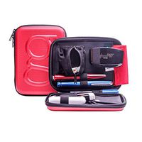 Glucology™ Diabetic Travel Case - Organizer Pack for Blood Sugar Test Strips, Medication, Glucose Meter, Pills, Tablets, Pens, Insulin Syringes, Needles, Lancets - Hard Shell - Standard, Textured Red