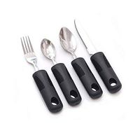 Comfort Grip Utensils Cutlery Set by LIBERTY Assistive - Large Grip Utensils 4-Piece Set Includes: Knife, Fork, Tablespoon, and Teaspoon - Designed for People with Arthritis or Limited Hand Dexterity