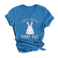 Eoeth Women Easter Cartoon Bunny T-Shirt Tops Funny Short Sleeve Summer Casual Blouse Shirts Tees Pullover Tracksuits Blue
