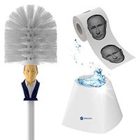 Wexbi Novelty Toilet Paper and Toilet Bowl Brush, Gag Gifts for Adults with Russian President Vladimir Putin’s Face, Funny Toilet Paper and Toilet Brush
