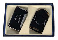 Personalized Visol Zidane Cigar Lighter and Cutter Gift Set - Black with Free Laser Engraving
