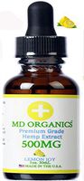500mg MD Organics Pure Organic Hemp Oil Tincture Drops Lemon Flavor Pain Stress Mood Sleep Inflammation Hair Skin Vitamin Omegas Amino Acids Vegan Lab Tested for Purity