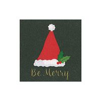 Cocktail Napkins Paper Napkins Christmas Party Napkins Holiday Party Green & Red Napkins Be Merry 5" x 5" Pk 20