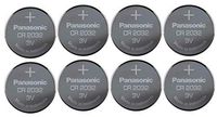 Pack of 8 -- Panasonic Cr2032 3v Lithium Coin Cell Battery Dl2032 Ecr2032