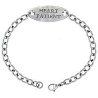 Surgical Stainless Steel Medical Alert Heart Patient Bracelet 9/16 inch Wide, up to 9 inch Long