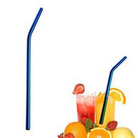 Stainless Steel Staws,Sikye 6mm Diameter Metal Drinking Reusable Straws Bent Washable (Blue)