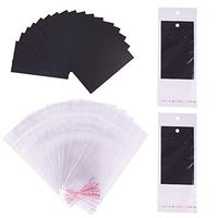 PandaHall Elite 200 Sets Paper Jewelry Earrings Ear Studs Display Cards with OPP Cellophane Self Adhesive Bags Black