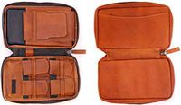 Genuine Leather Portable Travel Cigar Case, Holds 5-6 Cigars