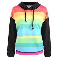 FRC0LT Women's Rainbow Gradient Color Print Long Sleeve Pullover Shirts Sweatshirt (M, Black Sleeve)