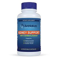 AmNature Kidney Support with Bladder Health & Urinary Tract System, Cranberry Extract Blend 20 Herbs & Nutrients Formula Supports Healthy Kidney, Pack of 60 Vegetable Capsules