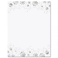 Silver Snowflakes Christmas Stationery – for Holiday Letters, Hand-Written Notes, 25 Sheets, 8½ x 11 Inches, Printer Compatible, 70# Text Opaque Paper