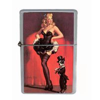Pin-Up Blonde Boston Terrier Wind Proof Dual Torch Refillable Lighter D-575