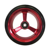 RIANTWHEEL, 5 X 1.4 inch, Solid, PU Wheels, Wheelchair Casters, Aluminum Rim, one Pair (Red)
