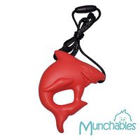 Munchables Shark Chewable Necklace for Boys and Girls - Chew to Regulate Sensory System (Red)