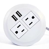 Desktop Power Grommet Outlet Data Center, 2" or 3" Hole No Drilling Required, 2 Outlet W/2 USB Ports(FREE RETURN) (WHITE - 3" (6ft Power Cord))