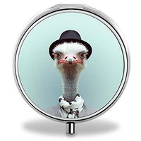 IMLONE Pill Organizer, Customized Ostrich Pill Boxes with 3 Components and Mirror for Travelling and Daily Needs