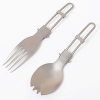 Sizet Spoon and Fork Camping Set, Stainless Titanium Foldable Traveller Spoon/Fork for Camping Picnic Utensil Travel (Spoon)