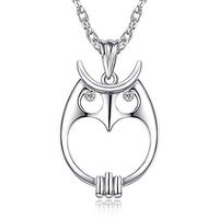 Loupe Read Magnifiers, Copper Optical Glass Long Section Sweater Necklace Owl Pendant 2.5X Reading Newspaper Reading Magnifying Glass Female Jewelry (Color : Silver)