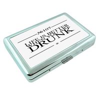 Life Better Drunk Em1 Hip Silver Cigarette Case Id Holder Metal Wallet 4" X 2.75" RFID Protection
