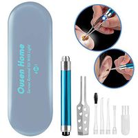 Ousen Home Ear Wax Removal Kit with LED Light, Lighted Ear Pick Earwax Tweezer Spiral Ear Curette Spring Earwax Spoon, Ear Wax Cleaning Visible 4 in 1 Combination Tool Set with Storage Box and Battery
