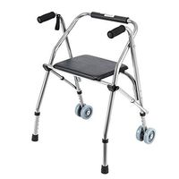 Standard Walkers Folding walker adjustable walking aid Equipped with wheels and cushion suitable for the elderly and people with mobility problems load-bearing 100KG (Color : Silver)