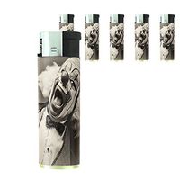Perfection In Style Butane Refillable Electronic Lighter Set of 5 Pieces Vintage Creepy Clowns Design 008