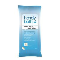 HandyBath® Extra Thick Bath Wipes Rinse Free Deodorizing Body Wipes Scented Personal Cleansing Microwavable Resealable Soft Pack 8 Count Pouch
