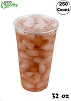 Iced Coffee Go Cups and Lids | Cold Smoothie | Plastic Cups with Lids | 32 oz Cups, 250 Pack | Clear Plastic Disposable Pet Cups | Ideal for Coffee, Parfait, Juice, Soda, Cocktail, Party Cups