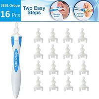 Ear Wax Remover Ear Cleaner Smart Spiral Swab Earwax Removal Tool Safe & Soft Spiral 16 Pcs Replacement Silicone Cleaning Q-Grips Ear Heads