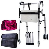 BABIFIS Elderly Foldable Walker Adjustable Walking Assist Wheels Equipped with Arm Rest Pad for Limited Mobility with Disabled B