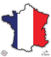 France Map Flag Country Shape - 5" Vinyl Sticker - For Car Laptop I-Pad - Waterproof Decal