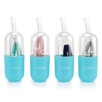 Supkiir Silicone Straw 4 Pack Drinking Reusable Straws Eco-friendly Portable Collapsible Straws with 4 Cases&4 Cleaning Brushes, 20 oz Tumblers Compatible for Travel, Office, Home