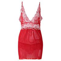 Aoaoingy Womens Plus Size Deep V-Neck Babydoll Lingerie Dress Set Embroidered Fl Lace Patchwork Cup Nightgown Sheer Mesh Satin Hem Pleated Sleepwear