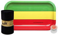 RAW 1 1/4 Six Shooter Variable Quantity Cone Filler, Rolling Paper Depot 42mm Grinder, with Rolling Paper Depot Rolling Tray (Rasta)- 3 Item Bundle