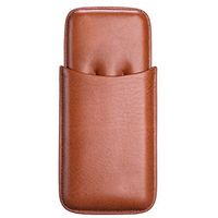 ZLMMY Cigar Leather Case,3- Finger Brown Leather Cigar Case, Cedar Wood Lined Cigar Humidor with Silver Stainless Steel Cutter