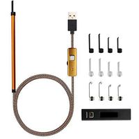 JM-D WiFi Otoscope Ear Scope Ear Canal Eardrum Inspection Camera with 6 LED Lights Safe Earwax Cleaner Earpick Tool with 1 Megapixels IP67 Waterproof for iPhone iOS Android Windows Mac,Gold