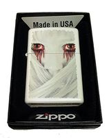 Zippo Custom Lighter - Girl with Blood Dripping from Red Eyes - Regular White Matte
