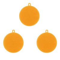 Yu2d 🌹🌹 3Pcs Silicone Dish Washing Sponge Scrubber Kitchen Cleaning Antibacterial Tool （Orange）