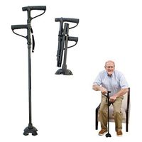 Outdoor Multi-Function Fordable Double Handle Crutches Alpenstocks Aluminum Alloy Old Man Walking Stick Four-Leg