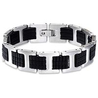 Caratera Handcuff Bracelets for Men 316L Surgical Grade Stainless Steel + Rubber