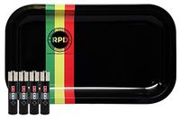 Clipper Lighter “Leaf Lock Gear Controller” Design (4 lighters) with Rolling Paper Depot Rolling Tray (Rasta Racer)