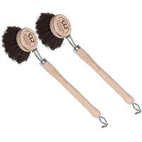 Redecker Soft Horsehair Bristle Dish Brush 1-1/2-Inch Head, 7-1/2 Inch Long Beechwood Handle, Set of 2