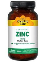 COUNTRY LIFE VITAMINS CHELATED ZINC 50 MG, 100 TAB