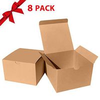 Niclogi Kraft Gift Boxes 8 Pack 5 x 5 x 3.5" Fold Recyled Paper Boxes Bridesmaid Proposal Boxes Easy Assemble with Lids for Gifts Mugs Cupcake Wedding